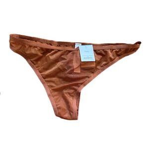 Auden Brown Shimmer Seamless Thong Panty Small S New With Tags